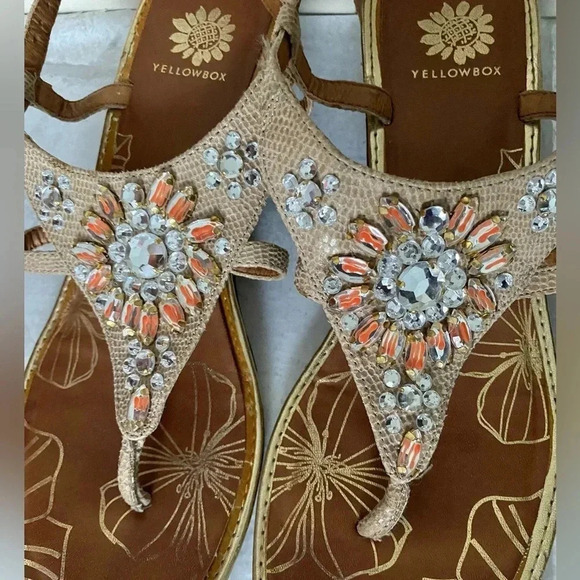 YELLOW BOX | Adorna Slingback Crystal Embellished Sandals Size 9 - Picture 6 of 10